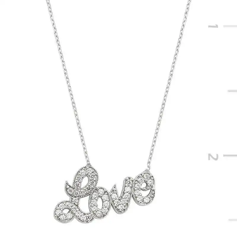 KUTAYDAN 925 пробы Серебряное женское ожерелье с принтом Love