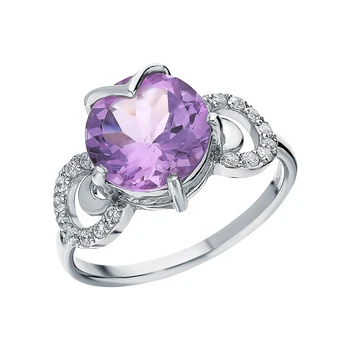 

Silver ring with amethyst and cubic zirconia sunlight sample 925