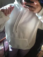 Loose Pullover Hoodies Long-Sleeve Harajuku Blue Green Women Tops Solid Casual Velvet