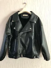 Jacket Women Basic-Coat Moto Aelegantmis Faux-Leather Plus-Size Winter Outerwear Autumn