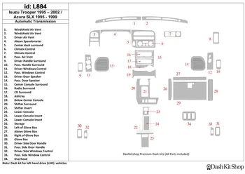 

Interior trim for Isuzu Trooper 1995-2002. Set L884.