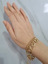 VKME-Conjunto de pulseras de cadena cubana Punk para mujer, brazaletes con abalorios de Color dorado grueso, estilo bohemio, Miami, 4 Uds.