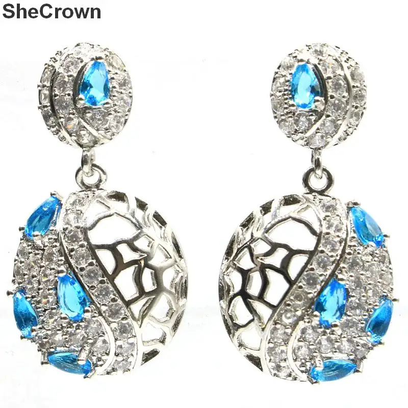 

Elegant Green Peridot, White CZ Ladies 925 Gold Silver Earrings 45x10mm