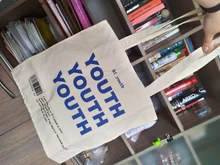 De lona de las mujeres bolsa de compras cartas de juventud imprimir mujer tela de algodón bolsa de hombro bolso Eco bolso reutilizables bolsas de compras