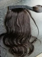 Extensiones de cabello humano brasileño Remy para mujer, postizo de cola de caballo, con pasta mágica, ondulado