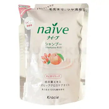

Regenerating shampoo for dry hair with peach extract kracie naive shampoo rich (400 ml)