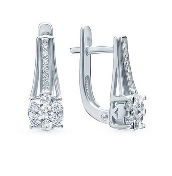 

Gold earrings "diamonds of Yakutia" sunlight sample 585 test