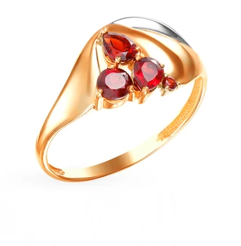 

Gold ring with Garnet sunlight sample 585