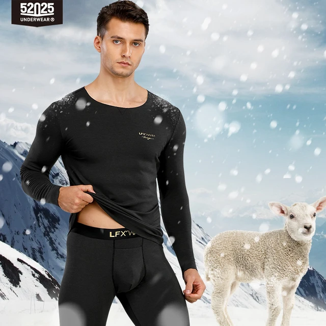 Ropa interior térmica para hombre, conjunto de ropa interior larga de 2  piezas, ropa interior larga para clima frío, invierno, parte superior