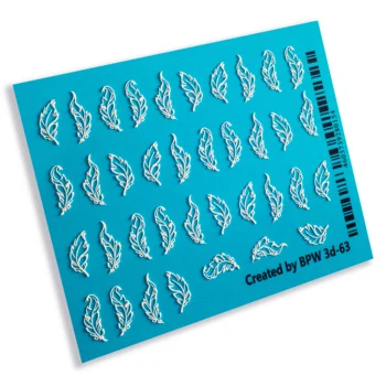 

3D cлайдер-дизайн Feathers, BPW. style, water nail sticker, 3d63