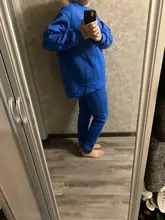 Outfits Women Tracksuit Sweatpants-Set Tops Two-Piece-Set Blue Cotton And Solid MEIYANGYOUNG