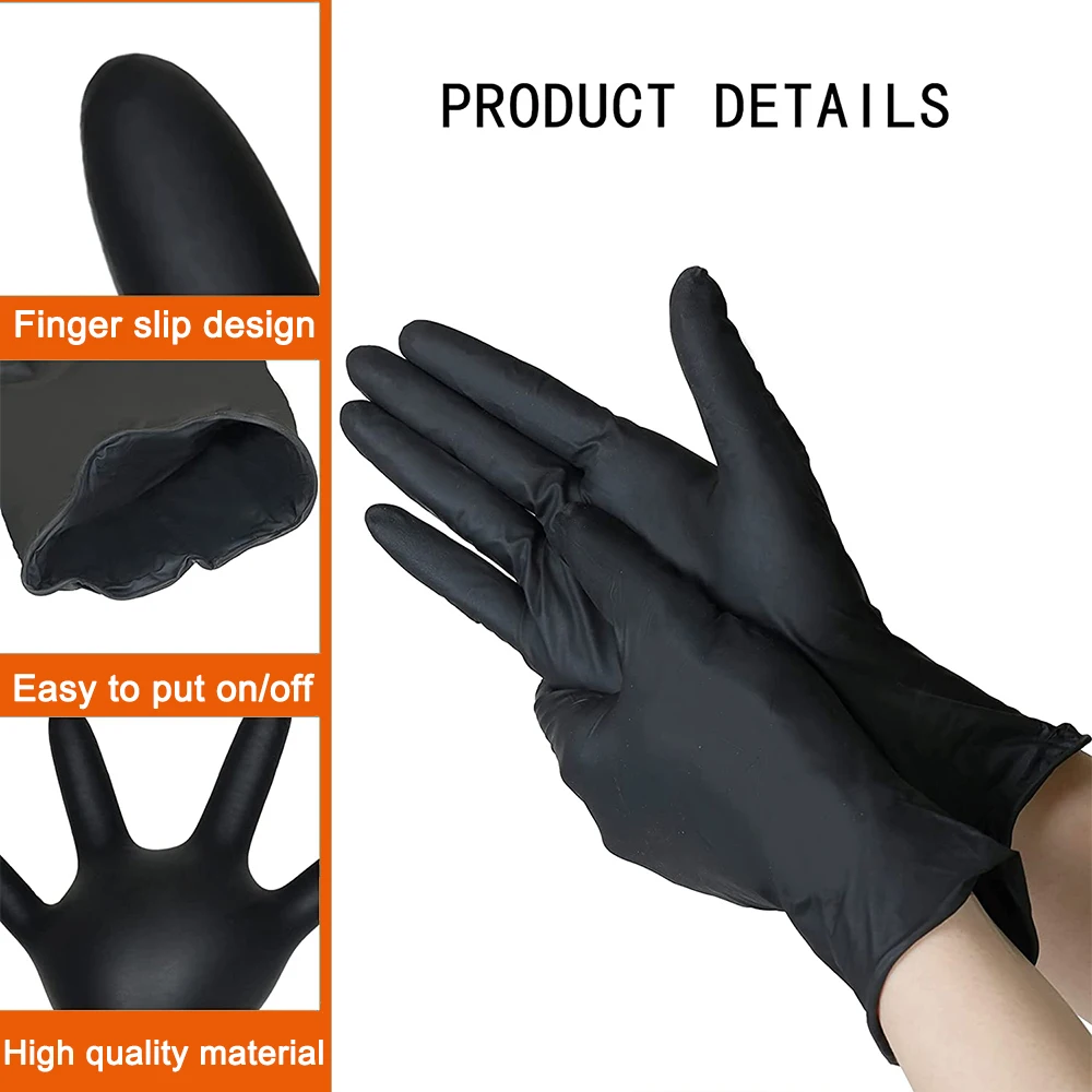 Guantes de nitrilo desechables para limpieza del hogar, guantes de látex  sin polvo, color negro, 10/20/50/100 unidades - AliExpress