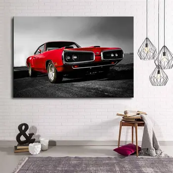 

Red Dodge Charger Canvas Table