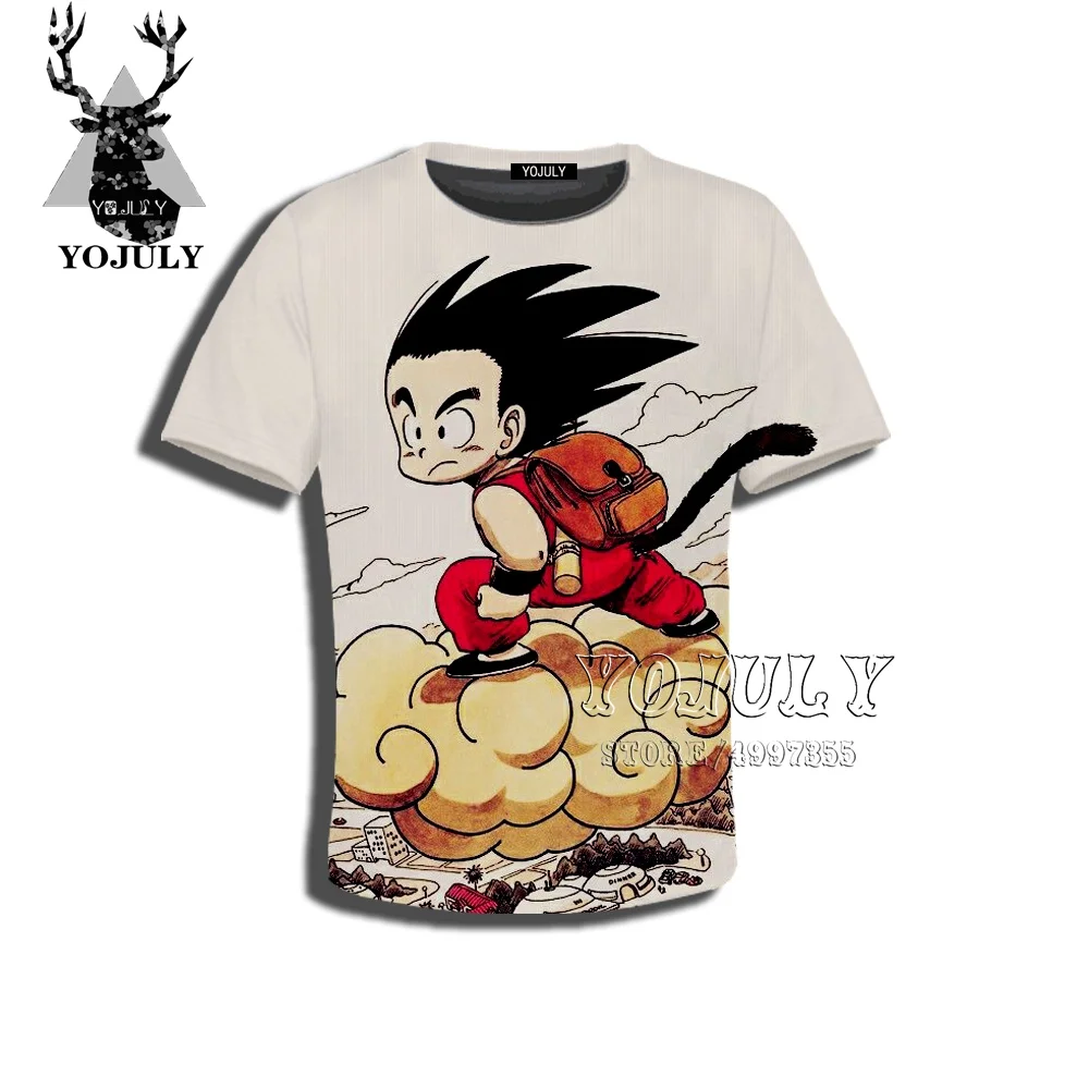 YOJULY Dragon Ball Z Ultra Instinct God Son Silhouette Goku chichi Super Saiyan Подростковая футболка для мальчиков и девочек с 3D принтом Лето A489