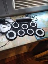 Tambor electrónico Digital con 7 almohadillas enrolladas, juego de almohadillas de tambor eléctrico de silicona con baquetas, Pedal de soporte