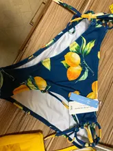 Swimsuit Women Bikini-Sets Bathing-Suits Lemon CUPSHE Lace-Up Print Two-Pieces Sexy Yellow