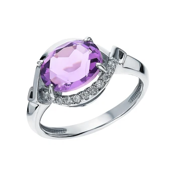 

Silver ring with amethyst and cubic zirconia sunlight sample 925