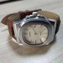 PLADEN-Reloj de pulsera de cuarzo para hombre, de negocios, de lujo, a la moda, correa de acero inoxidable, azul degradado, reloj calendario a prueba de agua