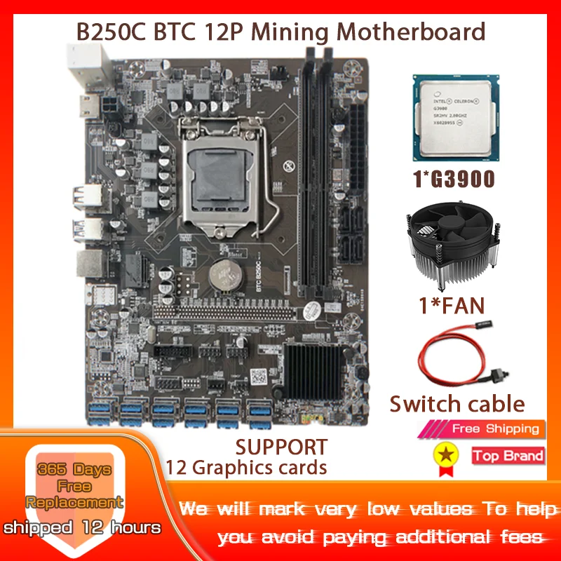 B250 BTC ETH Материнская плата для майнинга PCIE 16x к USB3.0 слот GPU LGA1151 поддержка DDR4 DIMM RAM с