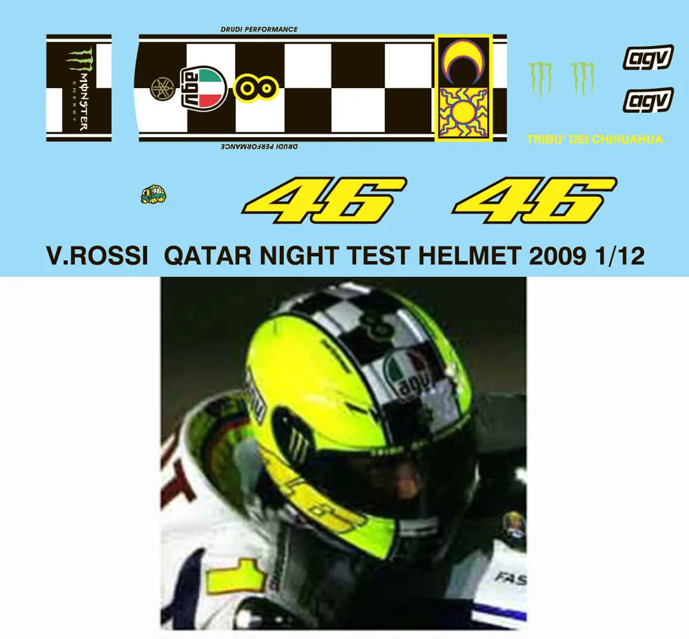 komprimeret Distribuere ordbog 1/12 Valentino Rossi 2009 Qatar Night Test Helmet Decals Tb Decal Tbd39 -  Hobby Building Tools - AliExpress