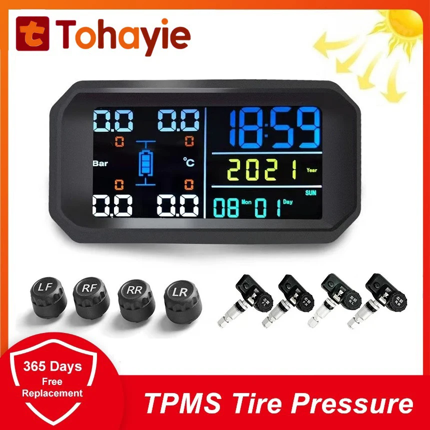 Система контроля Tyre Pressure Sensor давления в шинах на солнечной батарее умный датчик с