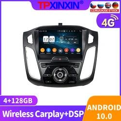 Radio Multimedia con GPS para coche, reproductor con Android 10, 128GB, grabadora de vídeo, accesorios, DVD, 2DIN, para Ford Focus 2015   2018