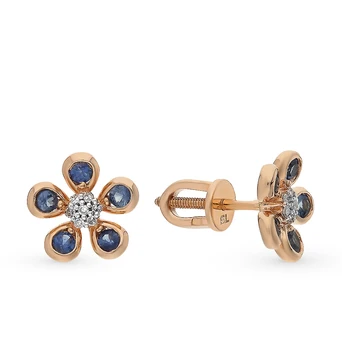 

Gold earrings with sapphires and diamonds sunlight sample 585