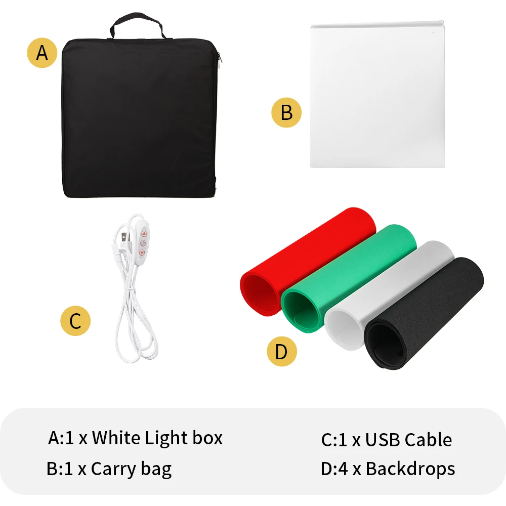 Selens Lightbox 40 40 40cm Photo Ring LED Light Studio Box 4 Color Backgrounds Tabletop Photography Soft Shooting Tent Box