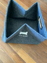 Cesta de almacenamiento de juguete para perros, accesorio de gran capacidad, bolsa de almacenamiento transpirable de fieltro, suministros para cachorros, color gris sólido, nuevo