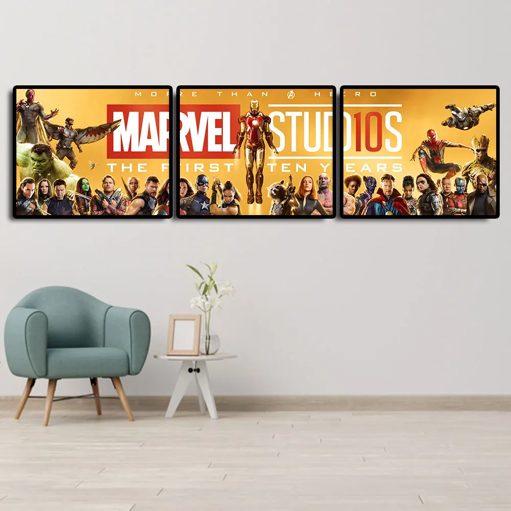 

Marvel The Frist 10 Years Poster The Avengers Superhero Group Photo HD Printing On Canvas Painting For Living Room Bedroom Decor