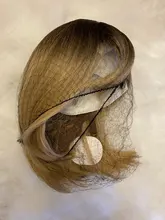 Element-peluca femenina de fibra resistente al calor, cabellera corto sintético recto con flequillo lateral ombré Rubio Dorado Bob, color blanco/negro