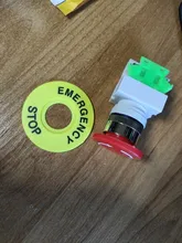 Interruptor de botón de parada de emergencia, equipo de elevación, bloqueo automático, tapa roja tipo seta 1NO 1NC DPST, CA 660V 10A