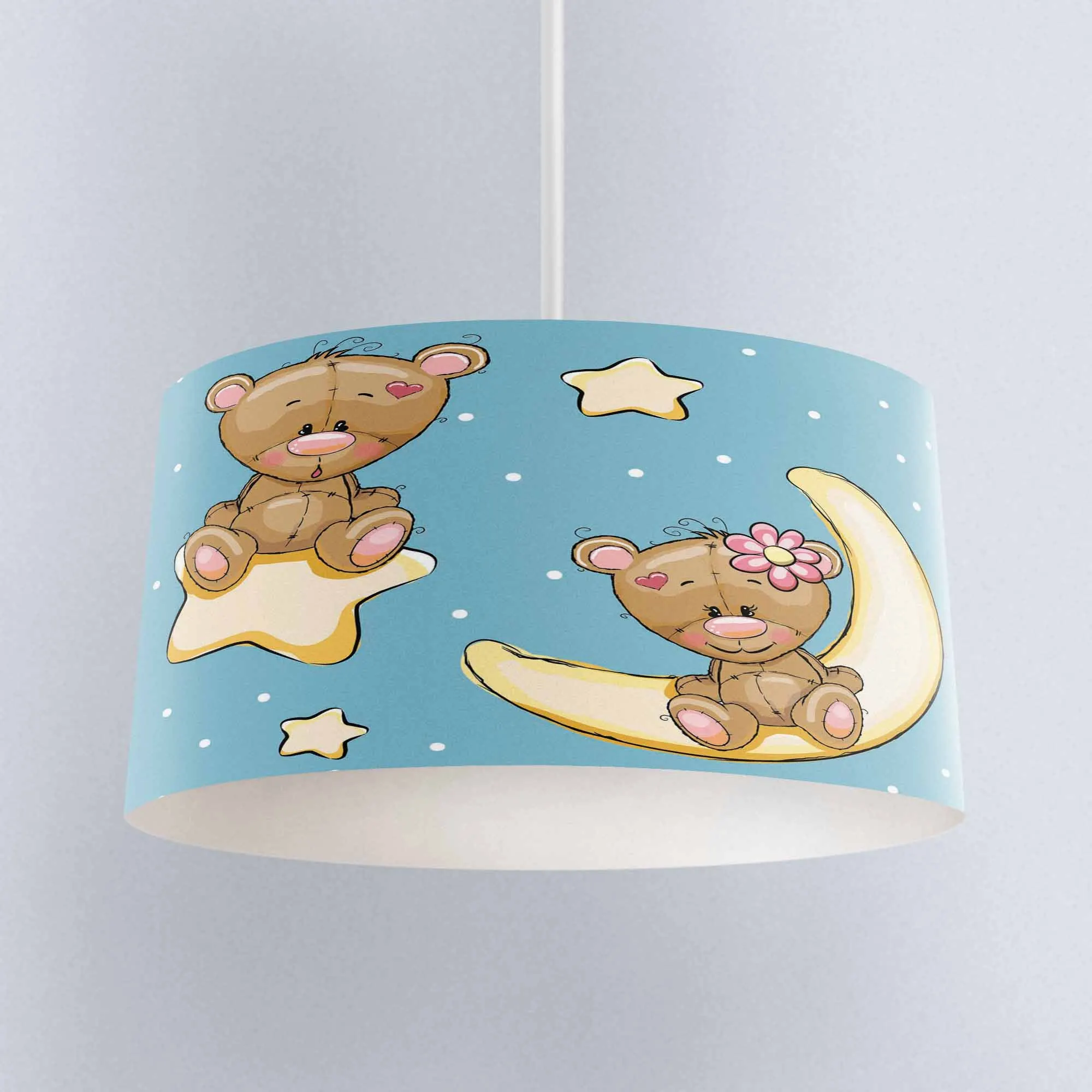 

Else Blue Sky Yellow Stars Moon Bears Print Fabric Kids Chandelier Lamp Drum Lampshade Floor Ceiling Pendant Light Shade