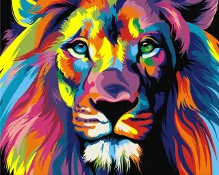 

Painting on canvas "Rainbow lion" 40x50 cm artventura 02art40502001