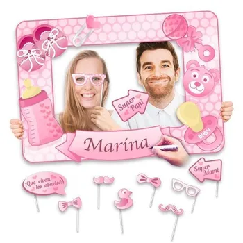 

Customizable frame christening pink