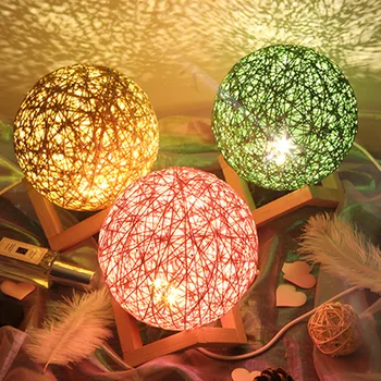 

Night Light Rattan Balls LED Fairy Lights Table Lamp Ball Night Light Projector Lamp for Wedding Christmas Party Decorations