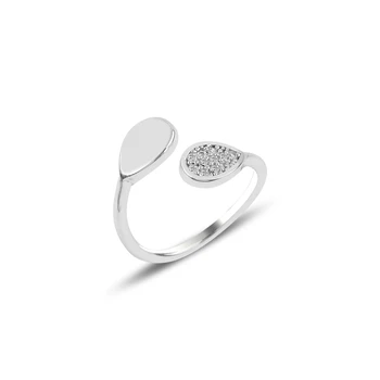 

KUTAYDAN Zircon Cubic Zirconia Adjustable Tall Drop Ring 925 Sterling Silver