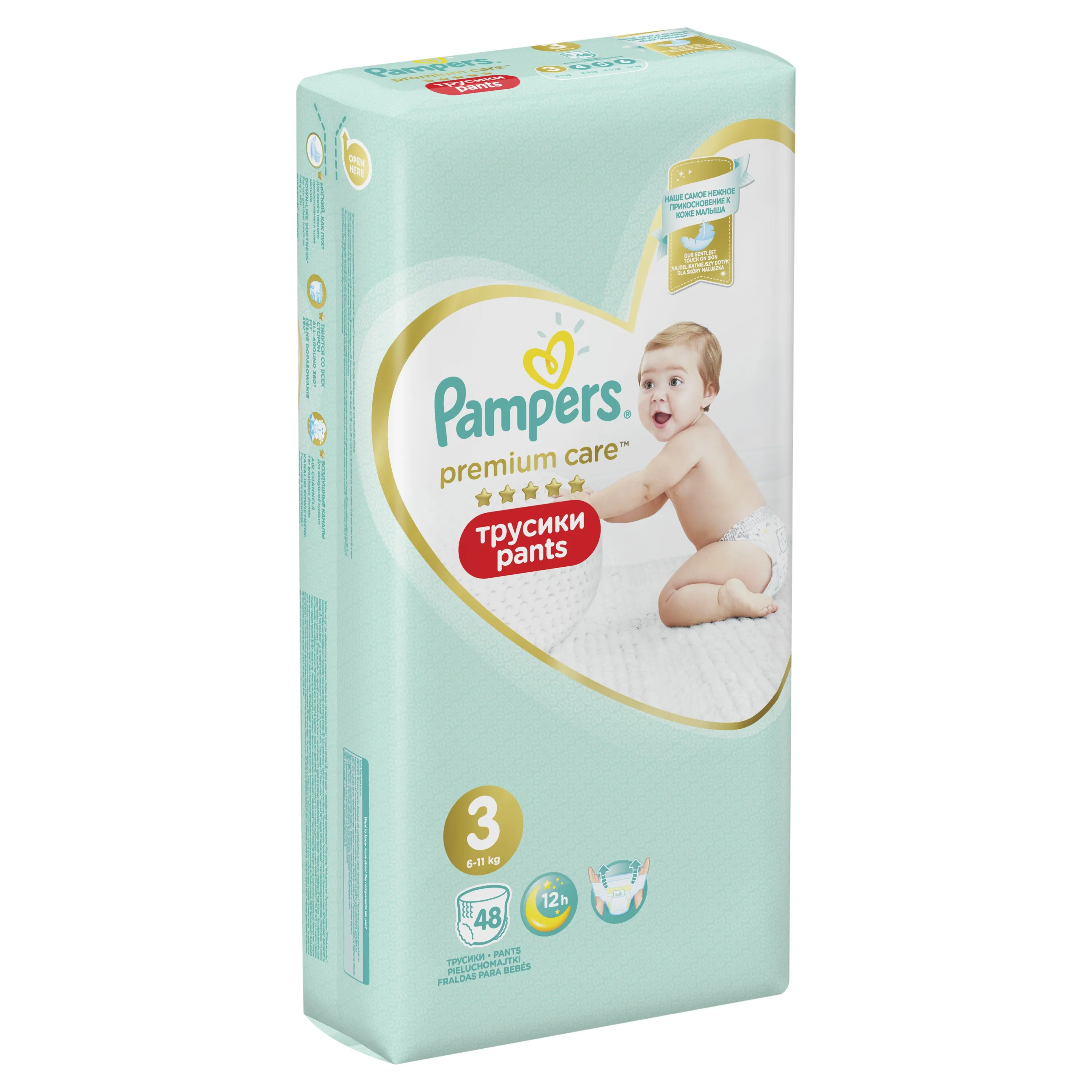 Подгузники-трусики Pampers Premium Care 6-11 кг, размер 3, 48шт