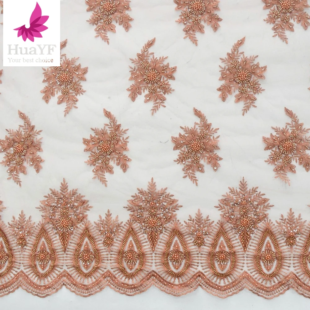 

Soft Handwork Beads Tulle Lace With Embroidery Net Fabrics For Collection HY1639