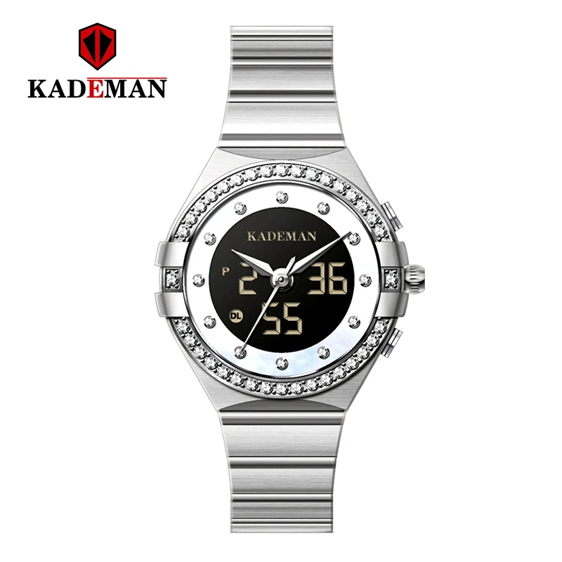 Kademan Новая мода минималистичные женские Стразы браслет часы Montre Femme кварцевые и наручные часы для женщин s