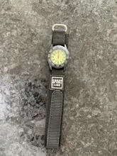 Girando bisel chico de cuarzo relojes de correas de Nylon niños lindo reloj Dial giratorio número árabe