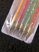 5 unids/set uñas arte pluma 2 en 1 doble termina salpican dibujo pintura Gel UV de polaco cepillo de uñas de arte puntillo herramientas