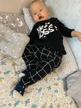 Conjunto de ropa de algodón para recién nacido, camiseta de manga corta con estampado de letras, pantalones informales, trajes para niños pequeños