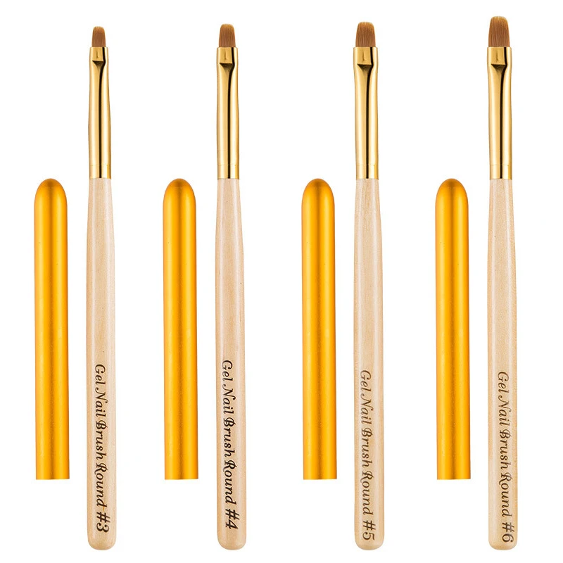 Nail Art Brush With Cap 1pc Acrylic Uv Gel Nail Art Painting Brush Drawing Pen Diy French Nails