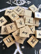 Cubo de Runas de madera Natural, 25 uds., adivinación, curación, Reiki, regalo de meditación, decoración