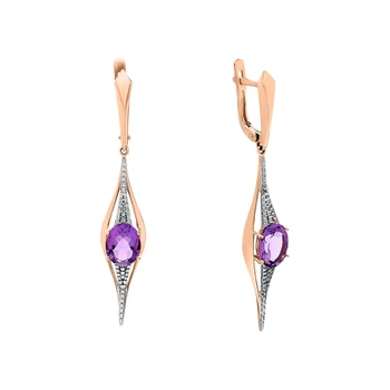 

Gold earrings with amethyst and cubic zirconia sunlight sample 585