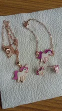 Unicorn Necklace Earring Jewelry Gift Pink Girls And Cartoon 4pcs/Set