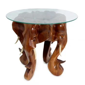 

Souvenir of wood table-three elephants prosperity prosperity wealth protection wealth