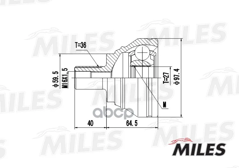 Шрус Audi A3/Vw Golf/Passat/Touran 1.9-2.0tdi 03- Нар. Miles Ga20026 Miles арт. GA20026