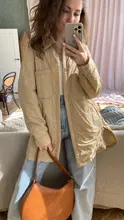Shirt Jacket Outwear Oversized Coat Spring Warm-Button Thin PUWD Chic Fashion Woman Ladies